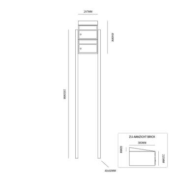 Brievenbusunit Brickset met statief 2-hoog met dak - zwart, Verzenden, Nieuw