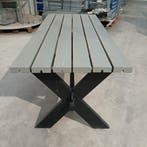 Industriële tafel met houten x-frame 177x75x72 cm,, Ophalen of Verzenden, Gebruikt