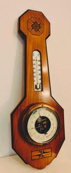 Barometer - Hout, Glas - Maritieme barometer, Antiek en Kunst, Curiosa en Brocante