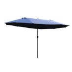 TRUUSK Dubbele Parasol met Handzwengel - Blauw - Ovaal 460 x, Verzenden