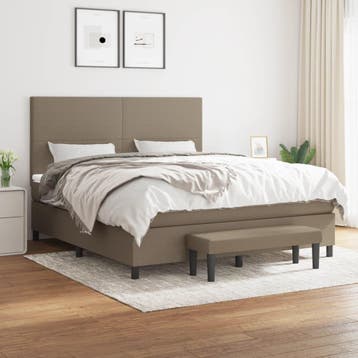 vidaXL Boxspring met matras stof taupe 180x200 cm, Eenpersoons, Verzenden, Nieuw, 80 cm