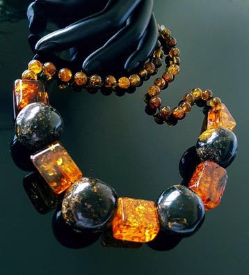 Amber Vintage Zeldzame Baltische Barnsteen Ketting met Grote
