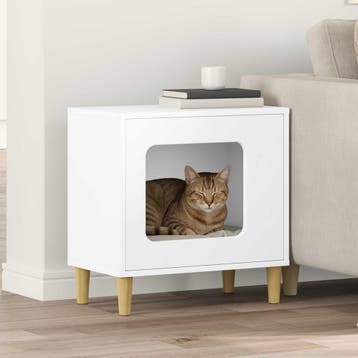 vidaXL Kattenhuis Wit 51 x 30 x 52 cm Bewerkt hout, Dieren en Toebehoren, Verzenden, Nieuw