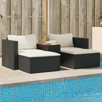 vidaXL 5-delige Loungeset met kussens poly rattan acacia, Verzenden, Nieuw, Loungeset
