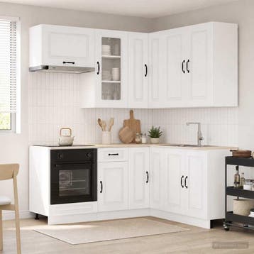 vidaXL Keukenblok KALMAR 8 st Hoogglans Wit Bewerkt hout, Huis en Inrichting, Verzenden, Nieuw, Wit