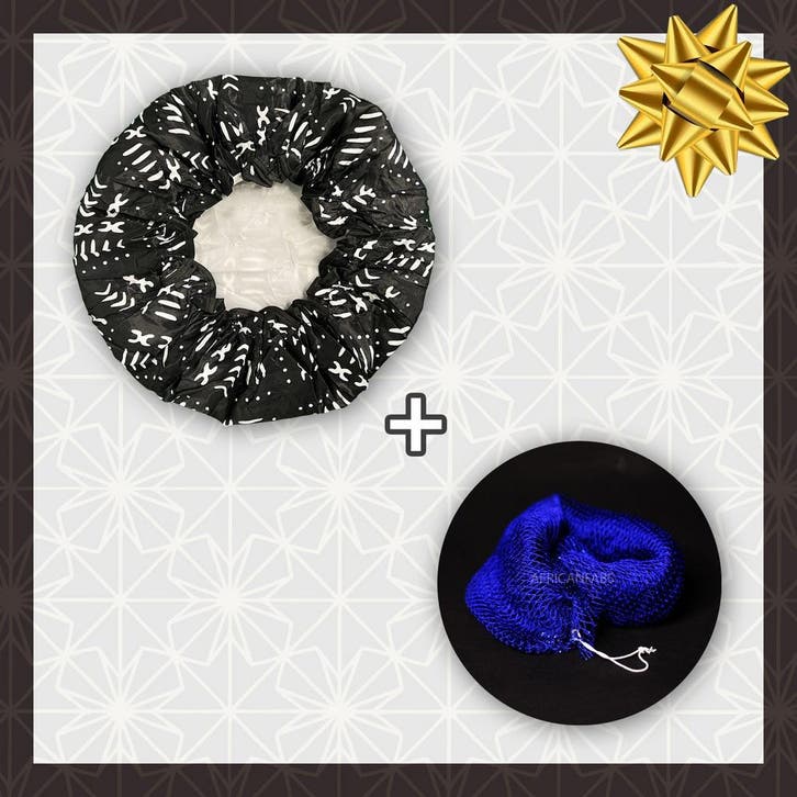 SHOWER SET - Douchemuts + Afrikaanse spons / net sponge blau, Sieraden, Tassen en Uiterlijk, Uiterlijk | Haarverzorging, Nieuw