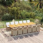 vidaXL 13-delige Tuinset met kussens poly rattan beige, 2 zitplaatsen, Nieuw, Tuinset, Verzenden