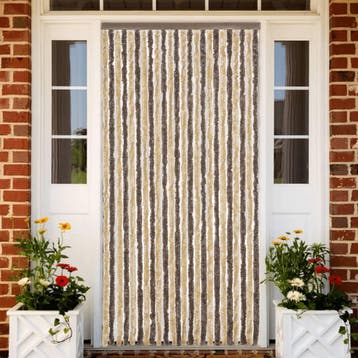 vidaXL Vliegengordijn 100x230 cm chenille donkerbruin en, Verzenden, Nieuw, Bruin