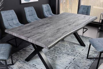 Industriële eettafel WILD 200cm grijs witgekalkt wild eiken, Ophalen of Verzenden, Nieuw