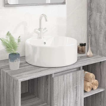 vidaXL Wasbak 40x14,5 cm rond keramiek wit, Verzenden, Nieuw
