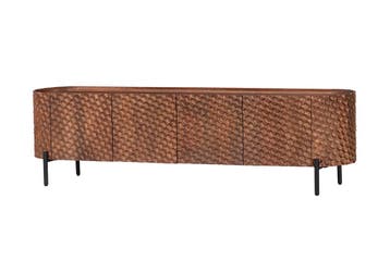 TV-bord ADLON 200 cm 3D massief mangohout met zwart frame -, Ophalen of Verzenden, Nieuw