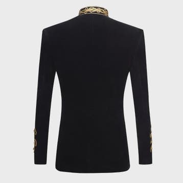 Luxe Zwarte Velvet Blazer met Gouden Borduursels - Heren Fee, Verzenden, Nieuw