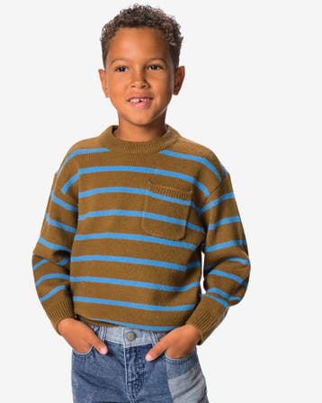 HEMA Kindertrui gebreid strepen bruin, Verzenden, Nieuw