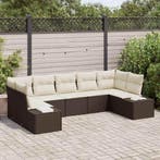 vidaXL Tuin Sofa Set met kussen 7 pcs Bruin poly rattan, Verzenden, Nieuw, Rotan