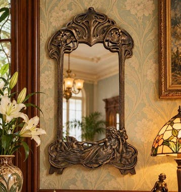 After WMF - Spiegel - Glas, IJzer - Art Nouveau-stijl - Dame