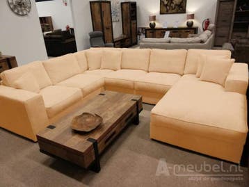 U-Bank Berlicum - u-banken - Beige, Nieuw, 150 cm of meer, Stof, 250 tot 300 cm