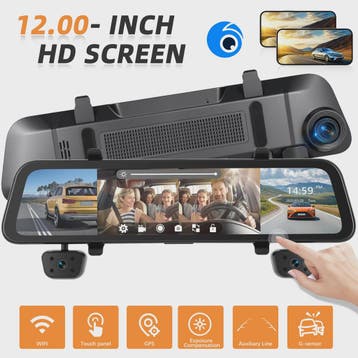 12-Inch Touchscreen Auto DVR Dashcam met 4x 1080P Camera's,, Verzenden, Nieuw