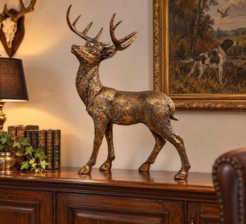 Beeld, hert staande 55 cm - 55 cm - polyresin