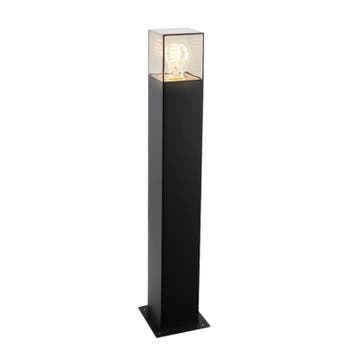 Zwarte staande buitenlamp Sanel, Smoke glas, 60cm, Ophalen of Verzenden, Nieuw, Aluminium, Staande lamp