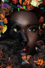 Glasschilderij Vrouw met Panter | 569, Ophalen of Verzenden, Nieuw