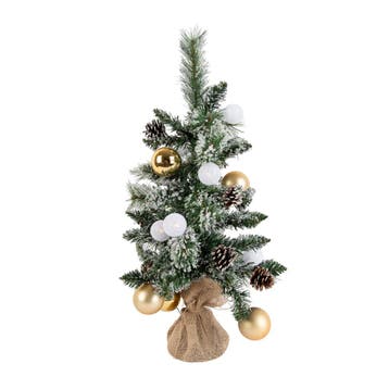 Kerst kerstboom wit met goud 60cm incl. LED met timer - Jack, Huis en Inrichting, Lampen | Overige, Verzenden, Nieuw