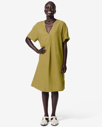 HEMA Damesjurk Sola loose fit groen, Kleding | Dames, Jurken, Verzenden, Nieuw, Groen