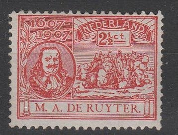 Postzegels Ned. 1907 M. de Ruyter Plaatfout NR.89 PM8 (842), Verzenden, T/m 1940, Postfris