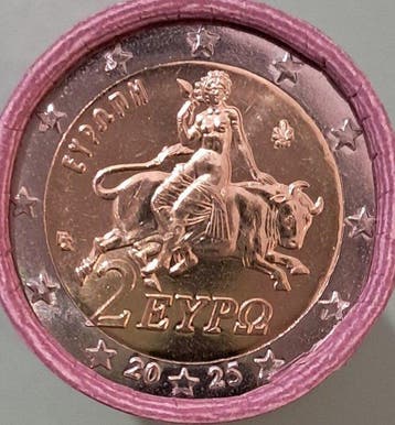 Griekenland. 2 Euro 2025 (25 coins) in roll (Zonder