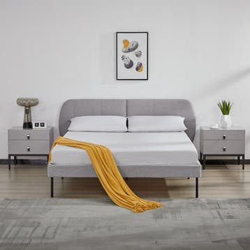 Gestoffeerd bed Porvoo met bedbodem 140x200 cm grijs [en.cas, Verzenden, Nieuw