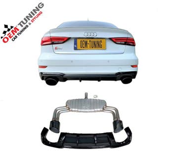 Diffuser + Uitlaat geschikt voor A3 S3 8V SEDAN | RS3-Style, Nieuw, Achter, Bumper, Audi