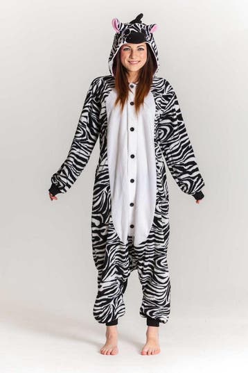 KIMU® Onesie Zebra Pak XS-S of 152-158 Zebrapak Kostuum Zwar, Carnaval, Nieuw, Ophalen of Verzenden, Kleding