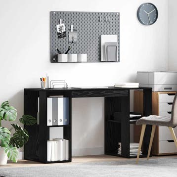 vidaXL Bureau Zwart Eiken Bewerkt hout 130 x 50.5 x 75 cm, Verzenden, Nieuw