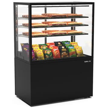 Neutrale Vitrine | INTEGRA | Zwart | 4 Niveaus | Wielen, Verzenden, Nieuw in verpakking