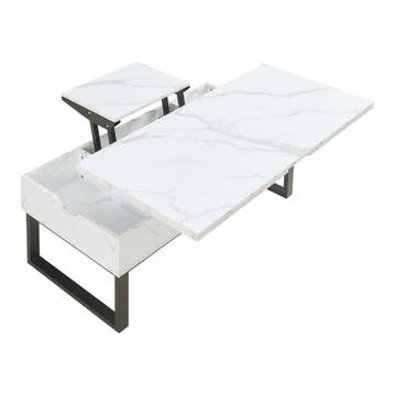 Salontafel Rauli marmerlook wit en zwart 100x50x47 cm [en.ca, Verzenden, Nieuw