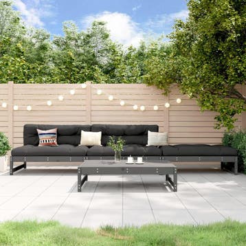 vidaXL 4-delige Loungeset massief grenenhout grijs, Verzenden, Nieuw, 4 zitplaatsen, Loungeset