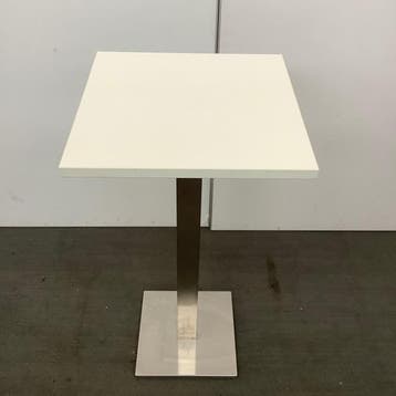 statafel op metalen poot, Hoogte 113 cm, Wit - RVS, Ophalen of Verzenden, Gebruikt