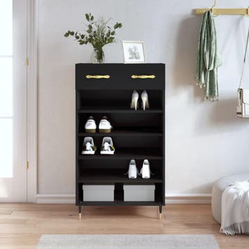 vidaXL Schoenenkast 60x35x105 cm bewerkt hout zwart, Verzenden, Nieuw