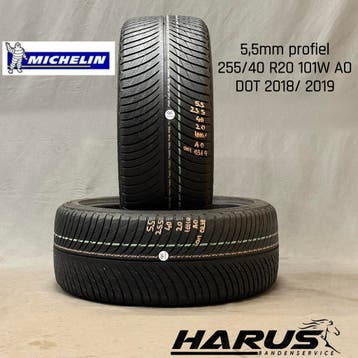 255/40/20 101W AO Michelin winterbanden 5,5mm profiel 2X, Gebruikt, 255 mm, Band(en), Personenwagen