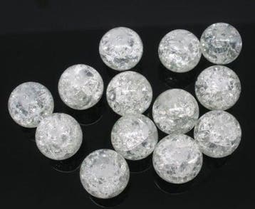 5 x Grote crackle glas kraal 14mm gat c.a. 1,5mm transparant, Hobby en Vrije tijd, Ophalen of Verzenden, Nieuw, Kraal
