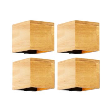Set van 4 smart wandlamp eiken hout incl. Wifi G9 - Transfer, Huis en Inrichting, Verzenden, Nieuw, Hout