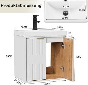 UEV Wastafel klein met onderkast voor gastentoilet hangend 4, Verzenden, Zo goed als nieuw