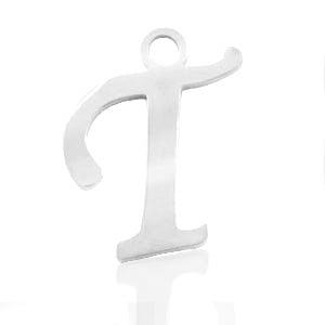 Roestvrij stalen (RVS) Stainless steel bedels initial T, Ophalen of Verzenden, Nieuw, Bedel