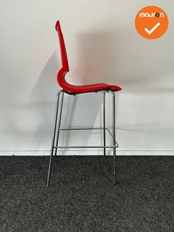 Barkruk Max Design - Ricciolina - Rood - zithoogte 73cm, Vergader- of Presentatieruimte, Ophalen of Verzenden, Gebruikt, Stoel