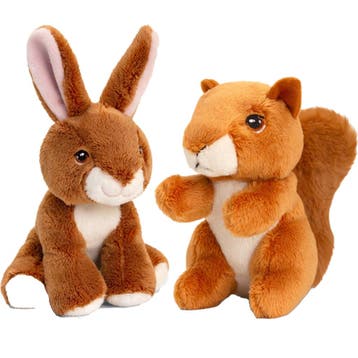 Konijn en eekhoorn knuffels - pluche - 12 cm - bosdieren, Verzenden, Nieuw