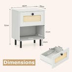 LIVSK Nachtkastje - Handgeweven Rotan Paneel - Dikke Houten, Verzenden, Nieuw