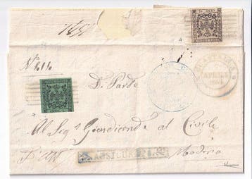 Italiaanse oude staten - Modena - 1853 aangetekende brief, Gestempeld