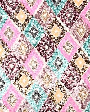 Paillettenstof Ruit Multicolor Licht, Nieuw, Overige kleuren