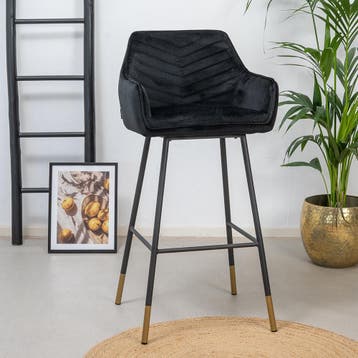 50% Korting: Velvet barkruk Fiona zwart 65-78 cm, Ophalen, Zo goed als nieuw