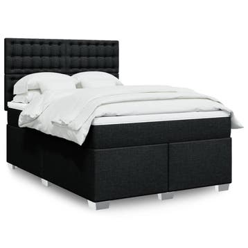 vidaXL Boxspring met matras stof zwart 160x200 cm, Huis en Inrichting, Slaapkamer | Bedden, Verzenden, Zwart, 200 cm, Stof