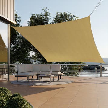 Polyethyleen zonnezeil vierkant beige - 3,6 x 3,6 m, Tuin en Terras, Verzenden, Nieuw